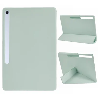 For Samsung Galaxy Tab S10 FE+ Case PC + PU Leather Origami Stand Magnetic Tablet Cover - Light Green