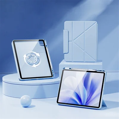 For iPad Pro 11 (2025) / 11 (2024) Case Folding Stand Magnetic Detachable Tablet Cover with Auto Sleep Wake - Blue