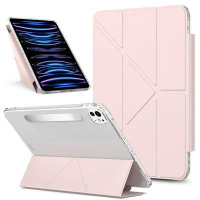 For iPad Pro 13 (2025) / 13 (2024) Tablet Case Stand Magnetic Detachable PU Leather Cover with Auto Wake  /  Sleep - Pink