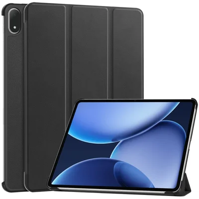 For Oppo Pad 4 Pro / OnePlus Pad 3 / Pad 2 Pro Case Anti-Drop Leather Stand Tablet Cover - Black