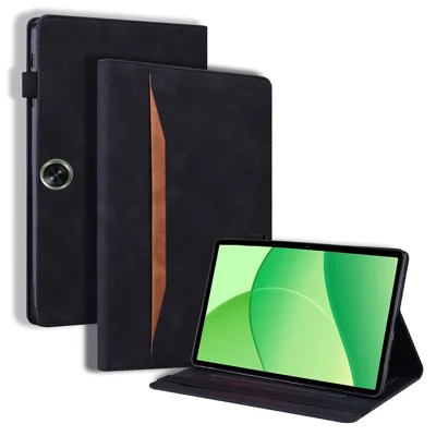 For Oppo Pad SE / OnePlus Pad Lite Case PU Leather Protective Folio Tablet Cover with Card Holder - Black