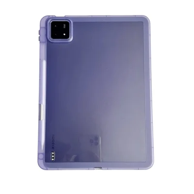 For Xiaomi Pad 6S Pro 12.4 Case Clear TPU Anti Drop Tablet Cover with Pencil Holder - Transparent Purple