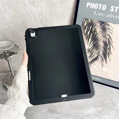 Tablet Case For iPad Air 11 (2026) / (2025) / (2024) / Air (2022) /  (2020) / Pro 11-inch (2018) , Solid Color TPU Cover with Pencil Holder - Black