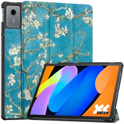 Fodral för Lenovo Tab K11 Gen 2 / Idea Tab / Xiaoxin Pad 11 2025, mönstertryckt läderfodral med ställfunktion - Aprikos