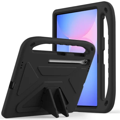 For Samsung Galaxy Tab S10 FE+ Case Hand Grip Kickstand Tablet EVA Cover - Black