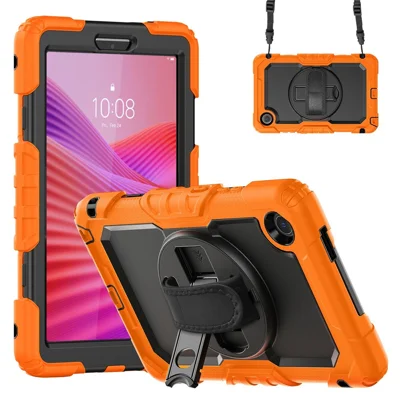 Til Lenovo Tab K9 TB305FU Case PC + Silikone Tabletbeskyttelse med PET Film og Skulderrem - Orange