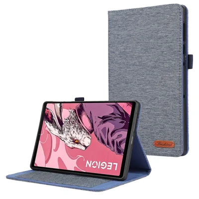 For Lenovo Legion Y700 Gen 4 Case with Stand Card Holder Cloth Texture Leather Tablet Cover - Blue