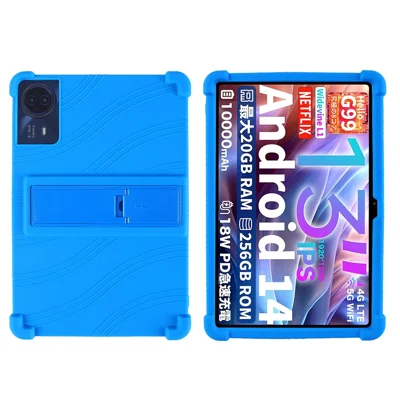For Teclast T65 Max Silicone Case with Kickstand Rugged Protective Cover - Dark Blue