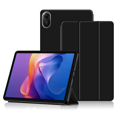 For Xiaomi Redmi Pad 2 11 Case PU Leather TPU Back Trifold Stand Tablet Cover - Black