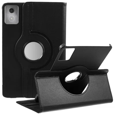 For Lenovo Tab K11 Gen 2 / Idea Tab / Xiaoxin Pad 11 2025 Case Rotating Stand PU Leather + PC Tablet Cover with Elastic Band - Black