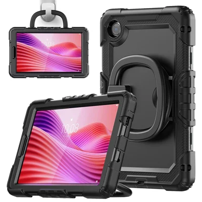 Til Lenovo Tab K9 TB305FU Case Ring Stand PC + Silikone Støjsikker Tabletdækket - Sort