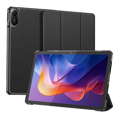 DUX DUCIS For Xiaomi Redmi Pad 2 11 Case  Domo Series Tri-fold Stand PU Leather Protective Tablet Cover - Black
