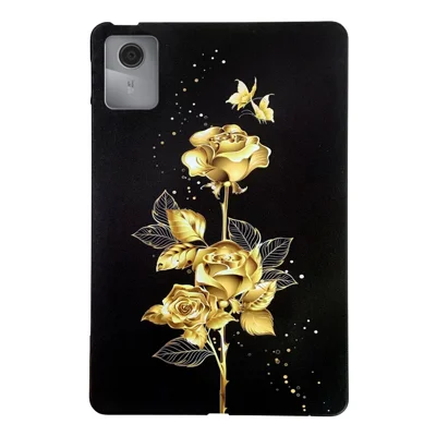 For Lenovo Tab K11 Gen 2 / Idea Tab / Xiaoxin Pad 11 2025 TPU Case Pattern Printing Slim Tablet Protective Cover - Golden Butterfly Rose