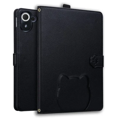 For Xiaomi Redmi Pad 8.8 2025 Case 3D Effect Cat Pattern Leather Stand Tablet Cover with Wallet, Stylus Holder - Black