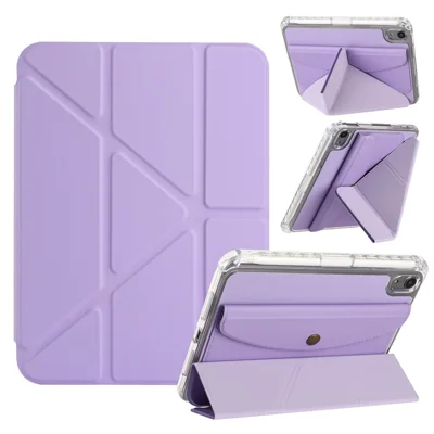 For iPad mini (2024) / (2021) Case Origami Stand Wallet PU Leather Smart Tablet Cover with Pencil Slot - Purple
