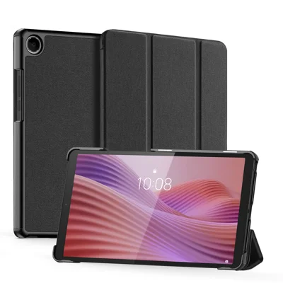 Til Lenovo Tab K9 Case DUX DUCIS Domo-serie Tri-fold Ståplade PU Læder Beskyttende Tablet Cover - Sort