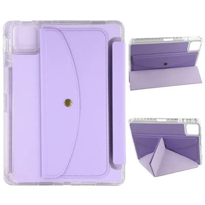 For Xiaomi Pad 7 / Pad 7 Pro Case Origami Stand Wallet PU Leather Tablet Cover with Pencil Slot - Purple