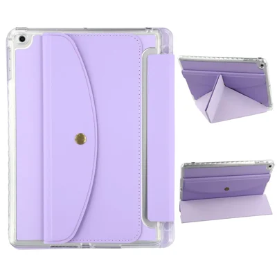 Smart Tablet Case For iPad 9.7-inch (2018) / (2017) / Air 2 / Air (2013) Origami Stand Wallet PU Leather Cover with Pencil Slot - Purple