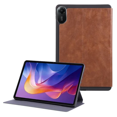 For Xiaomi Redmi Pad 2 11 Shockproof Case PU Leather Tablet Cover with Stand - Brown