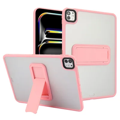 For iPad Pro 13 (2025) / 13 (2024) Case with Kickstand TPU + PC Skin-Touch Tablet Cover - Pink