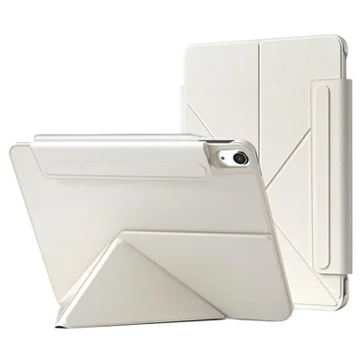 For iPad (2025) / iPad 10.9 (2022) Case Double-Sided Magnetic Closure Leather Smart Tablet Cover - White