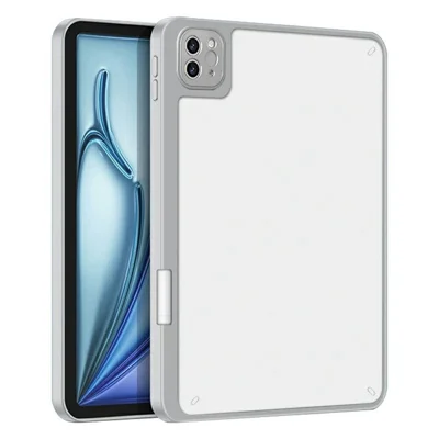 Tablet Case For iPad Air 13 (2026) / (2025) / (2024) / Pro 12.9 (2022) / (2021) / (2020) / (2018) , Acrylic + PC Matte Cover with Pencil Holder - Grey
