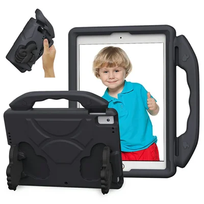 Ultra-Soft EVA Case For iPad 10.2 (2021) / (2020) / (2019) / Air 10.5 inch (2019) Thumb Kickstand Tablet Cover - Black