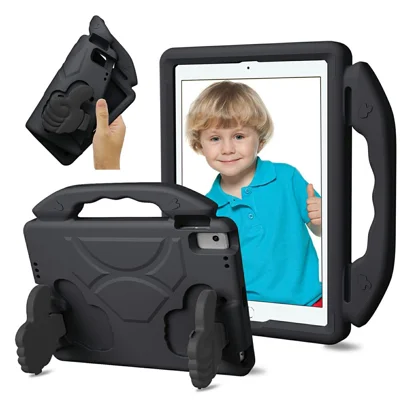 Ultra-Soft EVA Case For iPad 9.7-inch (2018)  /  (2017)  /  Air 2  /  Air (2013) Thumb Kickstand Tablet Cover - Black