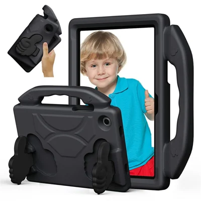 For Samsung Galaxy Tab A8 10.5 (2022)  /  (2021) Case Ultra-Soft EVA Thumb Kickstand Tablet Cover - Black