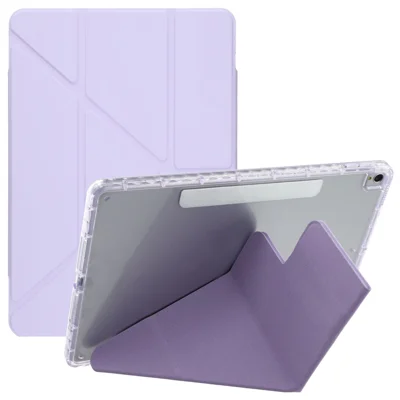 Tablet Case For iPad 10.2 (2021)  /  (2020)  /  (2019)  /  Air 10.5 inch (2019) Magnetic Dual Clasp PU TPU Acrylic Origami Stand Cover - Purple