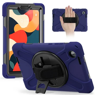 Tabletbeskyttelse til Lenovo Tab K9 / Tab One med stativ, TPU + PC + silikone, stødfast tabletcover - marinedyb blå