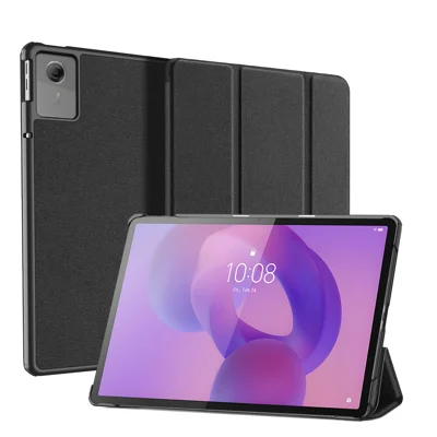 DUX DUCIS For Lenovo Tab K11 Gen 2 / Lenovo Idea Tab Case  Domo Series Tri-fold Stand PU Leather Protective Tablet Cover - Black