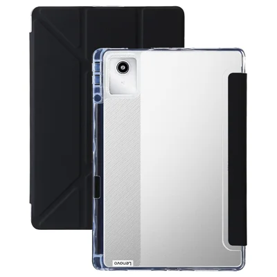 Fodral till Lenovo Tab K11 Gen 2 / Idea Tab / Xiaoxin Pad 11 2025, PU-läder, origamiställ, klart fodral till surfplatta - Svart