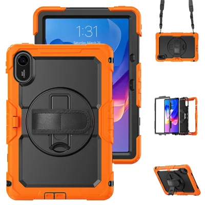 For Xiaomi Redmi Pad 2 11 Case with PET Film / Stylus Holder / Shoulder Strap PC Silicone Tablet Cover - Orange
