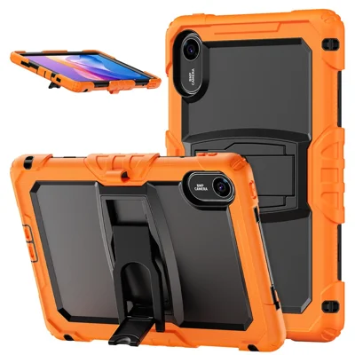 For Xiaomi Redmi Pad 2 11 Kickstand Case with Stylus Holder PC Silicone Shockproof Tablet Cover - Orange