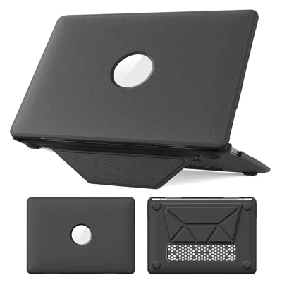 Laptop Case for MacBook Air 13 inch (2020) / (2018) A2337 M1 A2179 A1932 Kickstand PU TPU PC Notebook Protective Cover - Grey