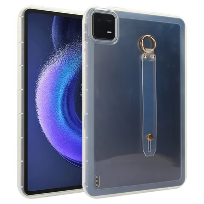 For Xiaomi Pad 6 Pro  /  Pad 6 Case Shockproof TPU Tablet Cover with Wristband - Transparent
