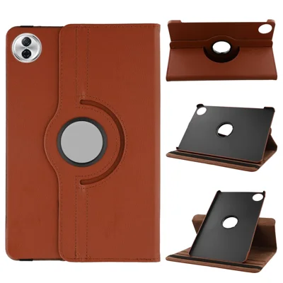 For Honor Pad 10 Case Rotating Stand PU Leather + PC Tablet Cover with Elastic Band - Brown