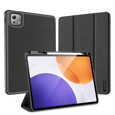 DUX DUCIS For Xiaomi Pad 7S Pro 12.5 Case  Domo Series Tri-fold Stand PU Leather Tablet Cover - Black