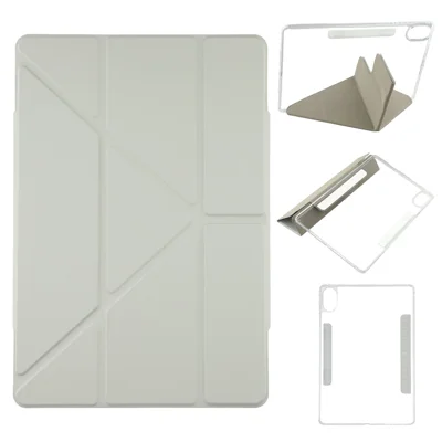 For Huawei MatePad Air (2024) Case Magnetic Dual Clasp PU TPU Acrylic Origami Stand Tablet Cover - Grey
