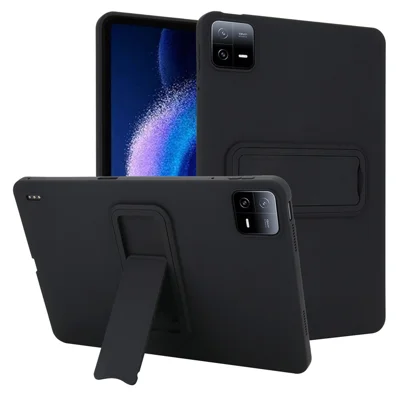For Xiaomi Pad 6 Pro / Pad 6 Case TPU + PC Skin-Friendly Kickstand Tablet Cover - Black