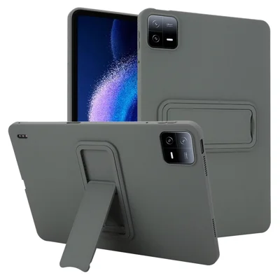 For Xiaomi Pad 6 Pro / Pad 6 Case TPU + PC Skin-Friendly Kickstand Tablet Cover - Grey