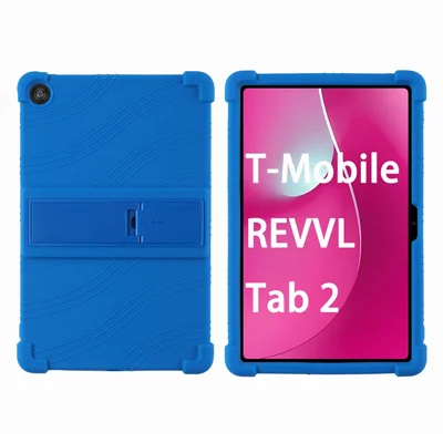 For T-Mobile REVVL Tab 2 (2025) Case Adjustable Kickstand Silicone Tablet Protective Cover - Dark Blue