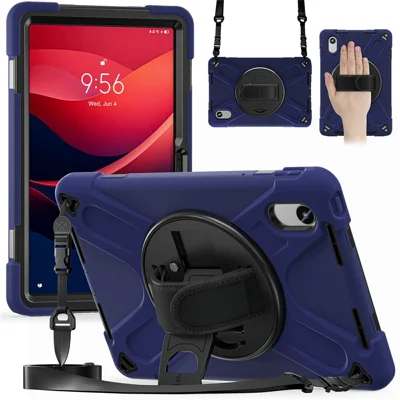 Kickstand Case for Motorola Moto Pad 60 Neo / Moto Pad (2026) / Lenovo Pad 11 2025 / 2024 / Tab K11 Gen 2 / Idea Tab / K11 / P11 Gen 2 / M11 / Zhaoyang K10 with Strap - Navy Blue
