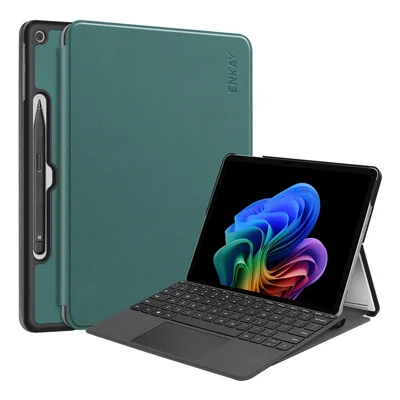 ENKAY HAT PRINCE For Microsoft Surface Pro 12inch Case PU Leather + PC Protective Cover with Stand - Blackish Green