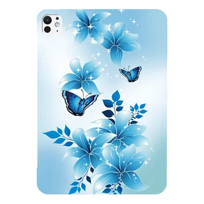 For iPad Pro 13 (2025) / 13 (2024) Case Pattern Printing Slim Soft TPU Tablet Cover - Blue Butterfly