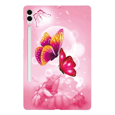 Tablet Case For Samsung Galaxy Tab S10+  /  S9+  /  S9 FE+ Pattern Printing Slim Soft TPU Cover - Pink Butterfly