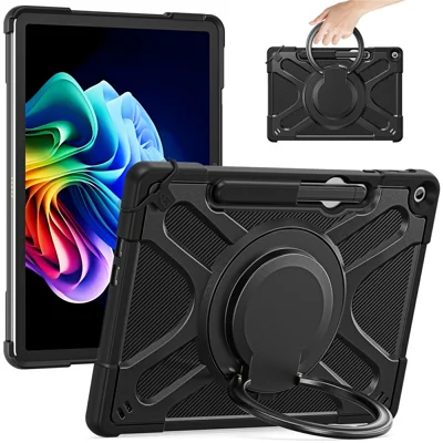 For Microsoft Surface Pro 12inch Case Silicone + PC Tablet Cover with Rotating Hand Grip Kickstand - Black