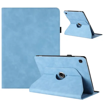 Tablet Case for Samsung Galaxy Tab S6 Lite (2024)  /  (2022)  /  (2020) Rotating Stand Solid Color PU Leather Cover - Sky Blue