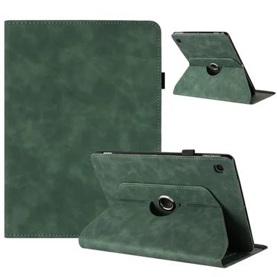 Tablet Case for Samsung Galaxy Tab A7 10.4 (2020) T500 T505 Rotating Stand Solid Color PU Leather Cover - Green